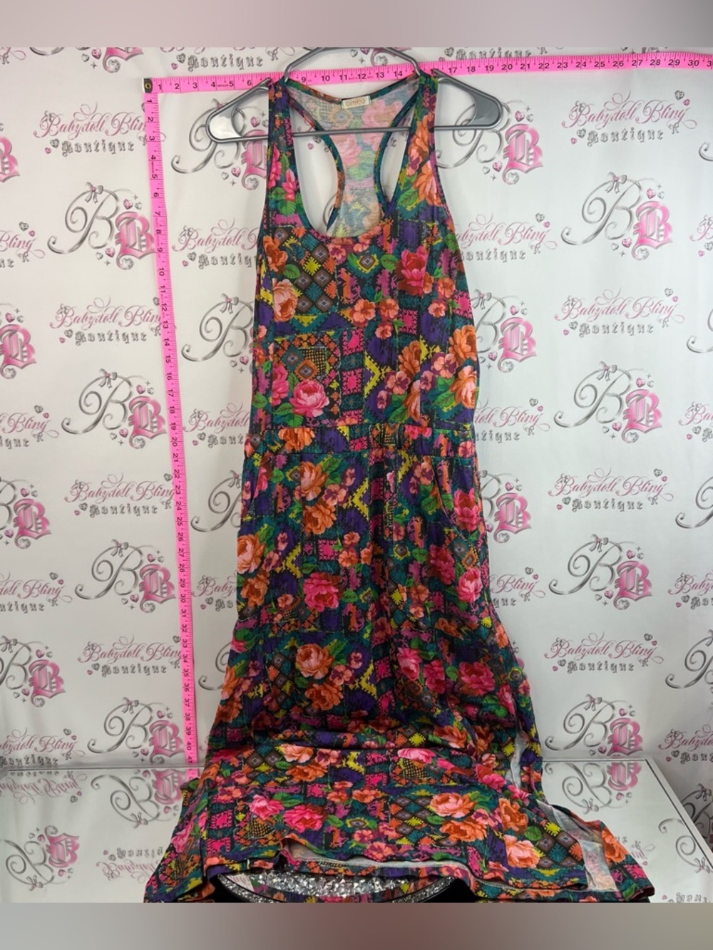 Offrio dress flowers bright Floral Printed Racerback Maxi Dress - Multicolor